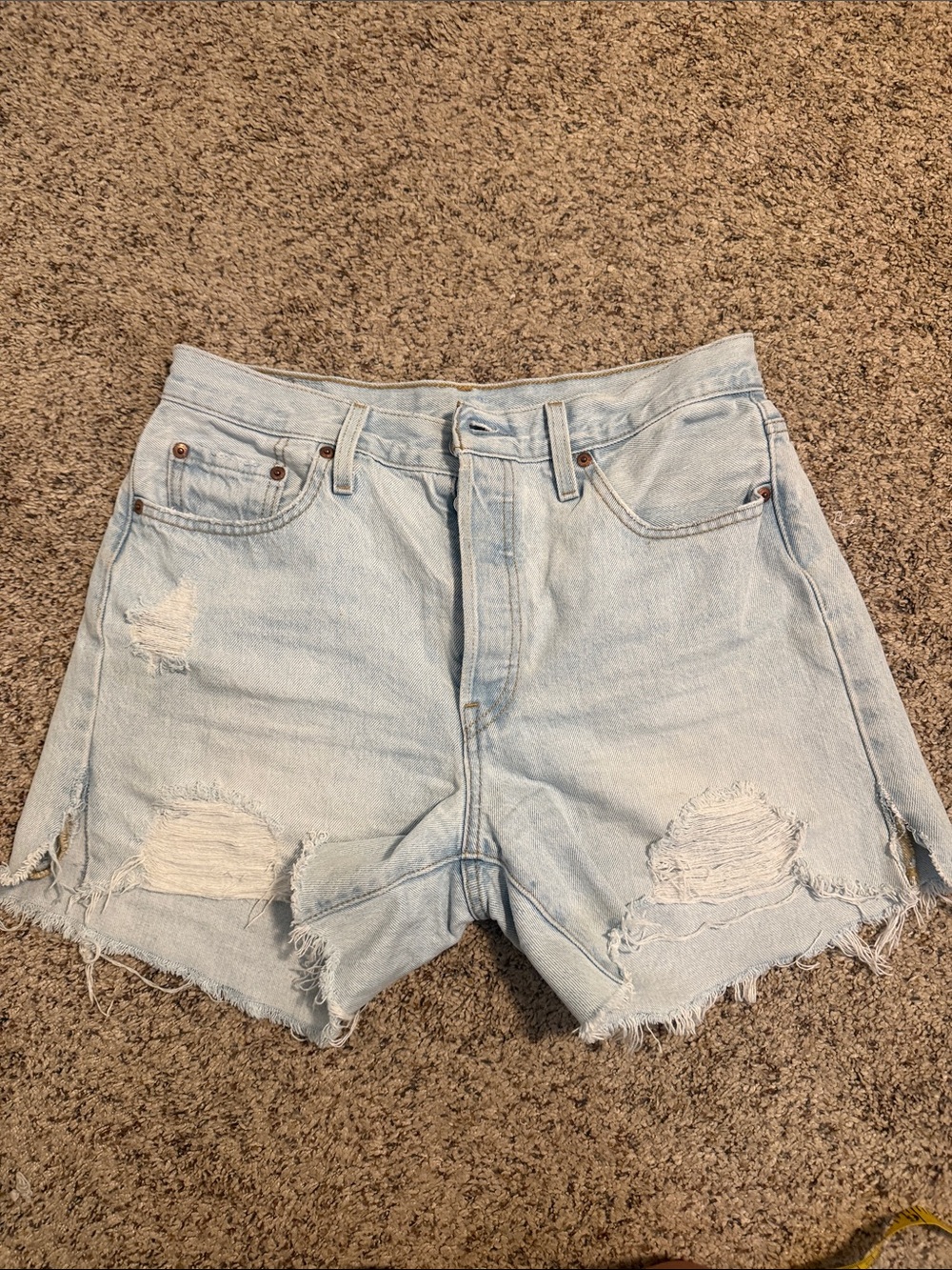 Light Wash Distressed Women's Denim Shorts